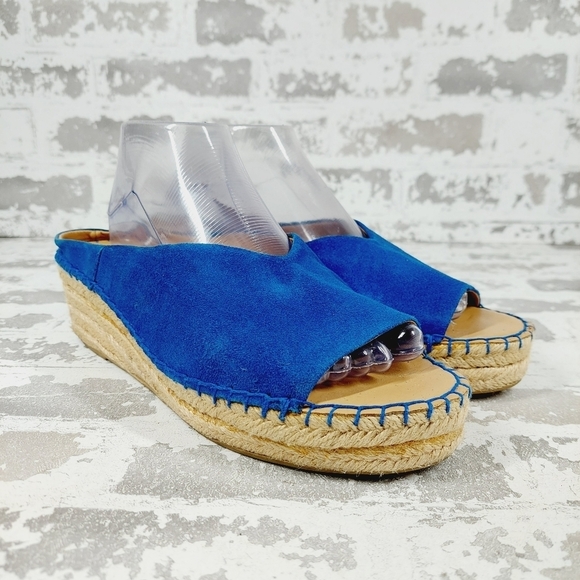 Franco Sarto Bule Leather Slip On Wedge Mules Shoes V470 - Picture 4 of 13